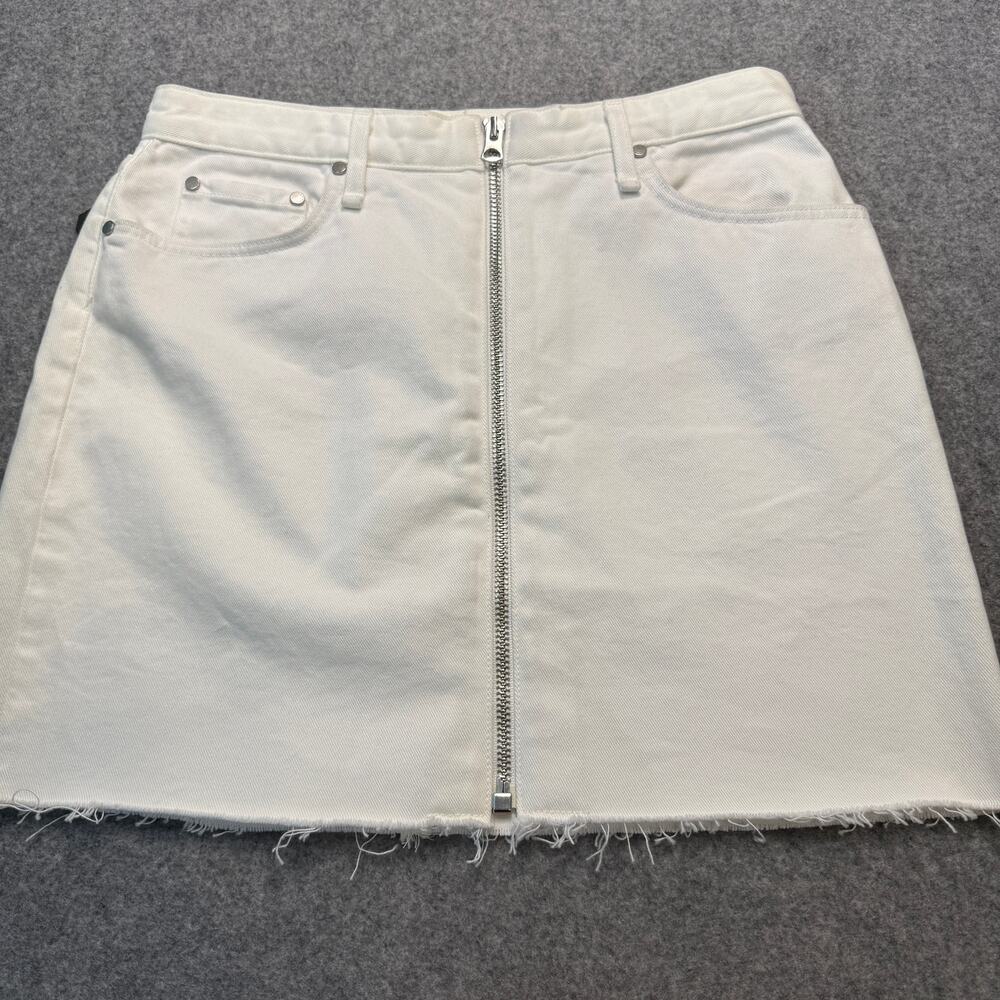 Women's Rag & Bone Anna White Zip Front Denim Blue Jean Mini Skirt‎ Size 30 NEW